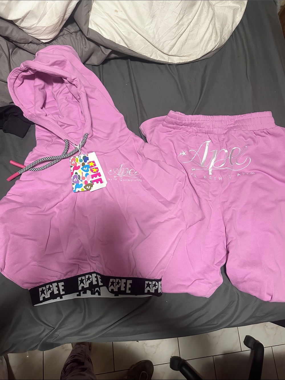 Bape Pink Women's Hoodie & Jogger Set